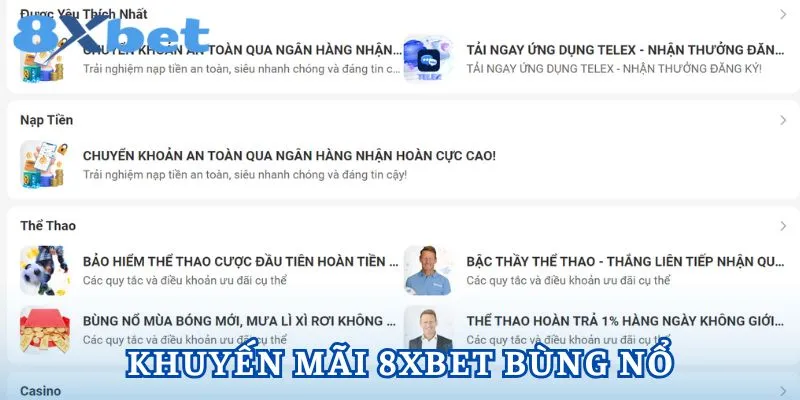 8XBET có nhiều sự kiện khuyến mãi